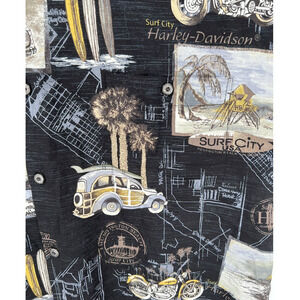 Harley Davidson Men's black Hawaiian short slv button front tropical shirt xxl